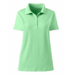 New LANDS' END WOMEN'S SUPIMA COTTON SHORT SLEEVE POLO SHIRT FRESH SPROUT, SMALL